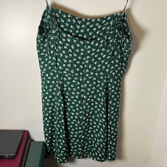 Reformation Green Floral Sarah Chive Spaghetti Strap Mini Sundress Sz 10 - Picture 8 of 11